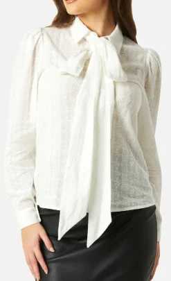 Little Mistress Tops<Aleeza Embroidered Pussybow Shirt