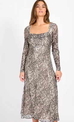 Little Mistress Dresses | Midi Dresses<Animal Sequin Print Midaxi Dress