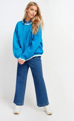 Little Mistress Knitwear<Azure Contrast Knit Jumper