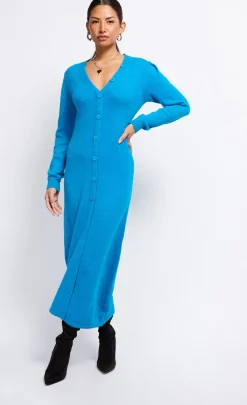 Little Mistress Office Fashion | Race Day Edit<Azure Knit Midaxi Dress