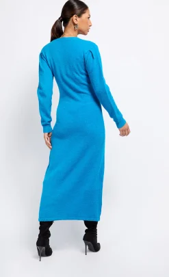 Little Mistress Office Fashion | Race Day Edit<Azure Knit Midaxi Dress