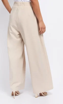 Little Mistress Trousers<Beige Pleat Wide Leg Trousers