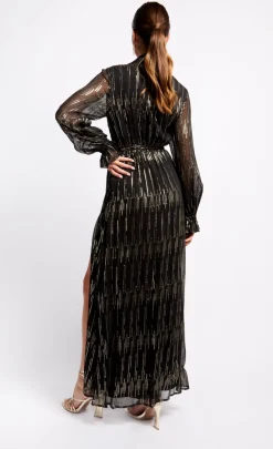 Little Mistress Race Day Edit<and Gold Maxi Wrap Dress