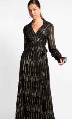 Little Mistress Race Day Edit<and Gold Maxi Wrap Dress