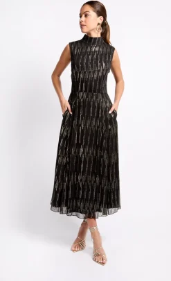 Little Mistress Dresses | Midi Dresses<and Gold Tie Back Midi Dress