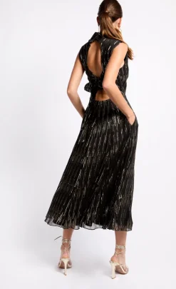 Little Mistress Dresses | Midi Dresses<and Gold Tie Back Midi Dress