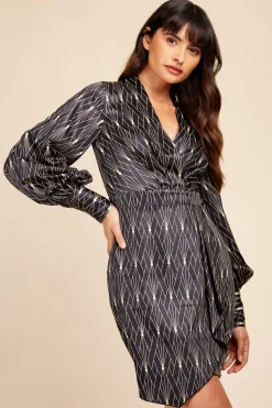 Little Mistress Dresses<Deco Print Mock Wrap Mini Dress