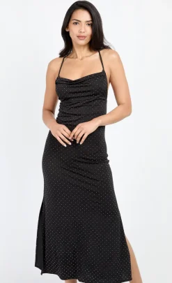 Little Mistress Chloe Lewis Collection | Dresses<Embellished Slinky Cowl Neck Midi Dress by Chloe Lewis