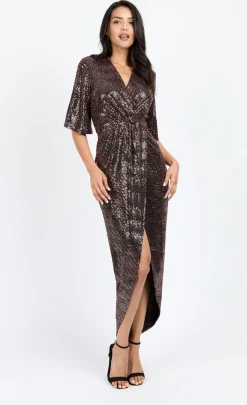 Little Mistress Race Day Edit | Chloe Lewis Collection<Foil Mock Wrap Maxi Dress by Chloe Lewis