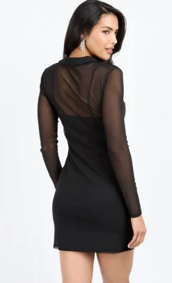 Little Mistress Chloe Lewis Collection | Dresses<Mesh Ruched Shirt Mini Dress by Chloe Lewis