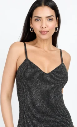 Little Mistress Dresses | Chloe Lewis Collection<Metallic Knit Ribbed Midi Dress by Chloe Lewis