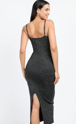 Little Mistress Dresses | Chloe Lewis Collection<Metallic Knit Ribbed Midi Dress by Chloe Lewis