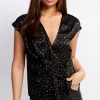 Little Mistress Office Fashion | Tops<Satin and Gold Foil Draped Top