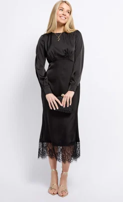 Little Mistress Dresses | Midi Dresses<Satin and Lace Midaxi Dress