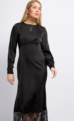 Little Mistress Dresses | Midi Dresses<Satin and Lace Midaxi Dress