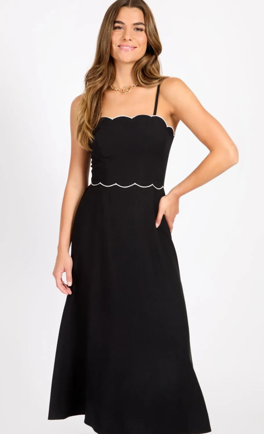 Little Mistress Dresses | Race Day Edit<Scallop Midaxi Dress With Linen