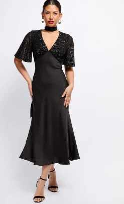 Little Mistress Dresses | Midi Dresses<Sequin and Satin Midaxi Dress