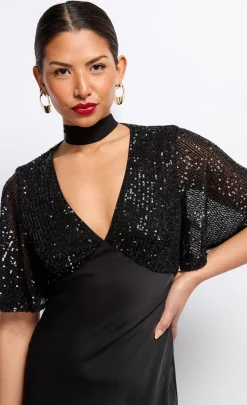 Little Mistress Dresses | Midi Dresses<Sequin and Satin Midaxi Dress