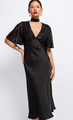 Little Mistress Dresses | Midi Dresses<Sequin and Satin Midaxi Dress