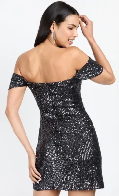 Little Mistress Chloe Lewis Collection | Dresses<Sequin Draped Bardot Mini Dress by Chloe Lewis