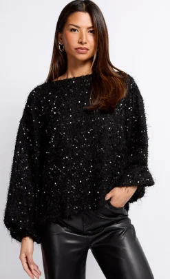 Little Mistress Tops<Sequin Fringe Jumper