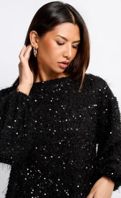 Little Mistress Tops<Sequin Fringe Jumper