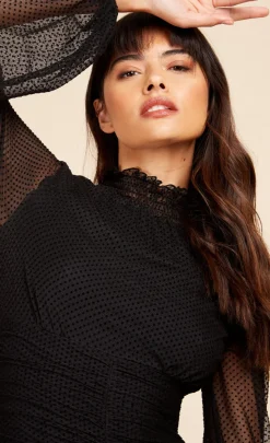 Little Mistress Dresses | Race Day Edit<Spot Mesh Ruched Midi Dress