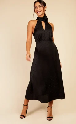 Little Mistress Dresses | Midi Dresses<Spot Print Rosette Midaxi Dress