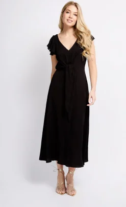 Little Mistress Dresses | Midi Dresses<Texture Tie Detail Midaxi Dress