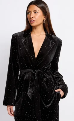 Little Mistress Blazers | Coats & Jackets<Velvet and Silver Diamanté Blazer