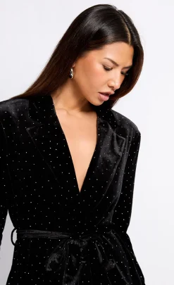 Little Mistress Blazers | Coats & Jackets<Velvet and Silver Diamanté Blazer