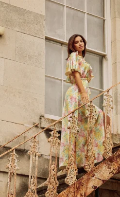 Little Mistress Office Fashion | Race Day Edit<Blossom Frill Mock Wrap Maxi Dress