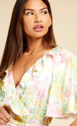 Little Mistress Office Fashion | Race Day Edit<Blossom Frill Mock Wrap Maxi Dress