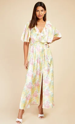 Little Mistress Office Fashion | Race Day Edit<Blossom Frill Mock Wrap Maxi Dress