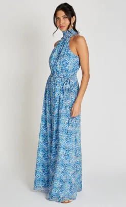 Little Mistress Dresses | Race Day Edit<Blue Print Chiffon Maxi Dress