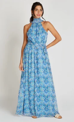 Little Mistress Dresses | Race Day Edit<Blue Print Chiffon Maxi Dress