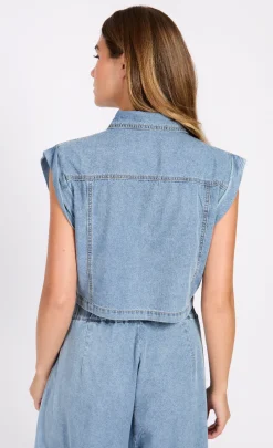 Little Mistress Co-Ords | Tops<Sleeveless Denim Waistcoat