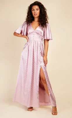 Little Mistress Race Day Edit<Blush Spot Button Detail Maxi Dress