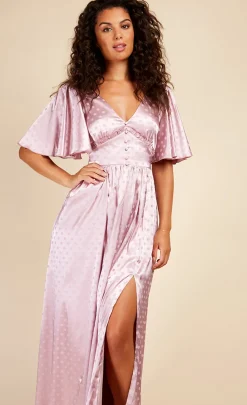 Little Mistress Race Day Edit<Blush Spot Button Detail Maxi Dress