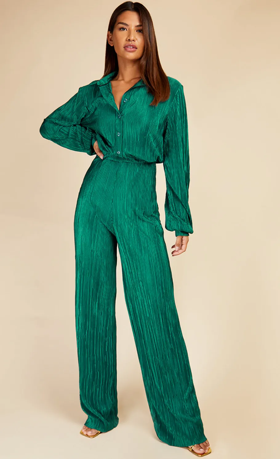 Little Mistress Co-Ords | Office Fashion<Bottle Plisse Trousers