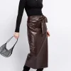 Little Mistress Skirts<PU Tie Waist Midaxi Skirt