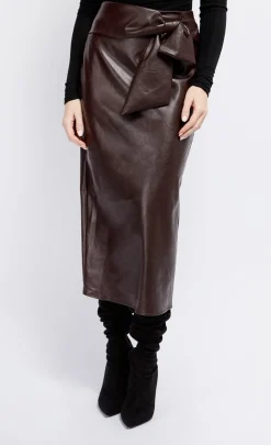 Little Mistress Skirts<PU Tie Waist Midaxi Skirt