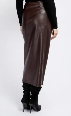 Little Mistress Skirts<PU Tie Waist Midaxi Skirt