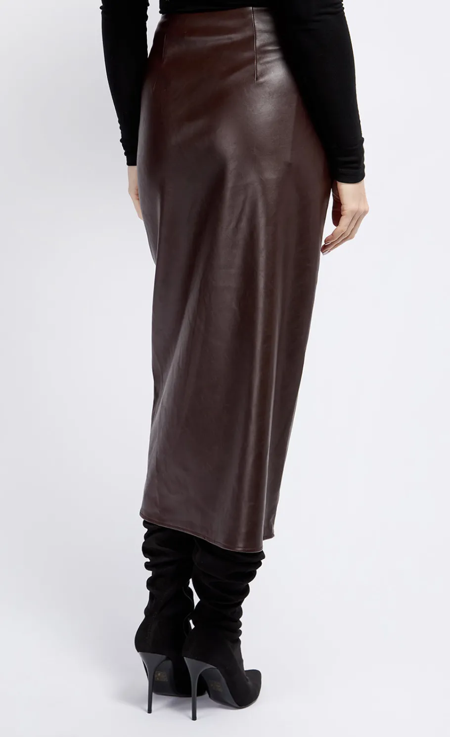 Little Mistress Skirts<PU Tie Waist Midaxi Skirt