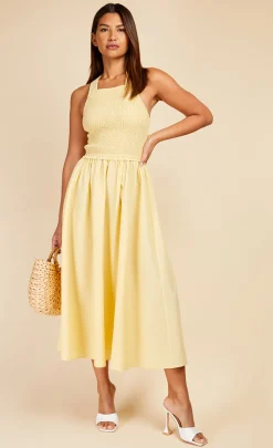 Little Mistress Office Fashion | Race Day Edit<Butter Tie Back Shirred Midaxi Dress