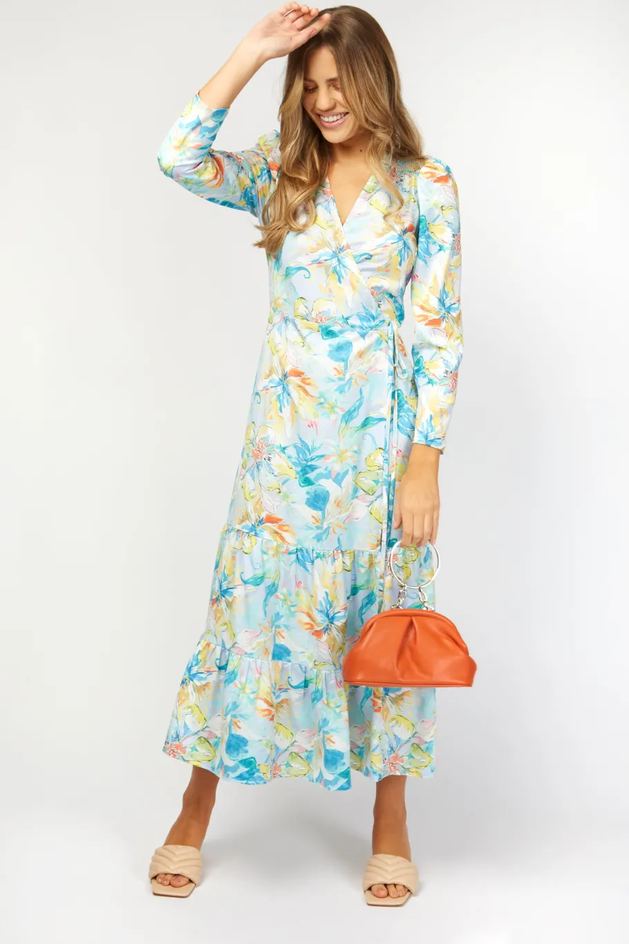 Little Mistress Dresses | Race Day Edit<Cambridge Pastel Floral Print Wrap Maxi Dress
