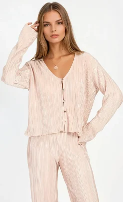 Little Mistress Co-Ords | Tops<Champagne Plisse Top