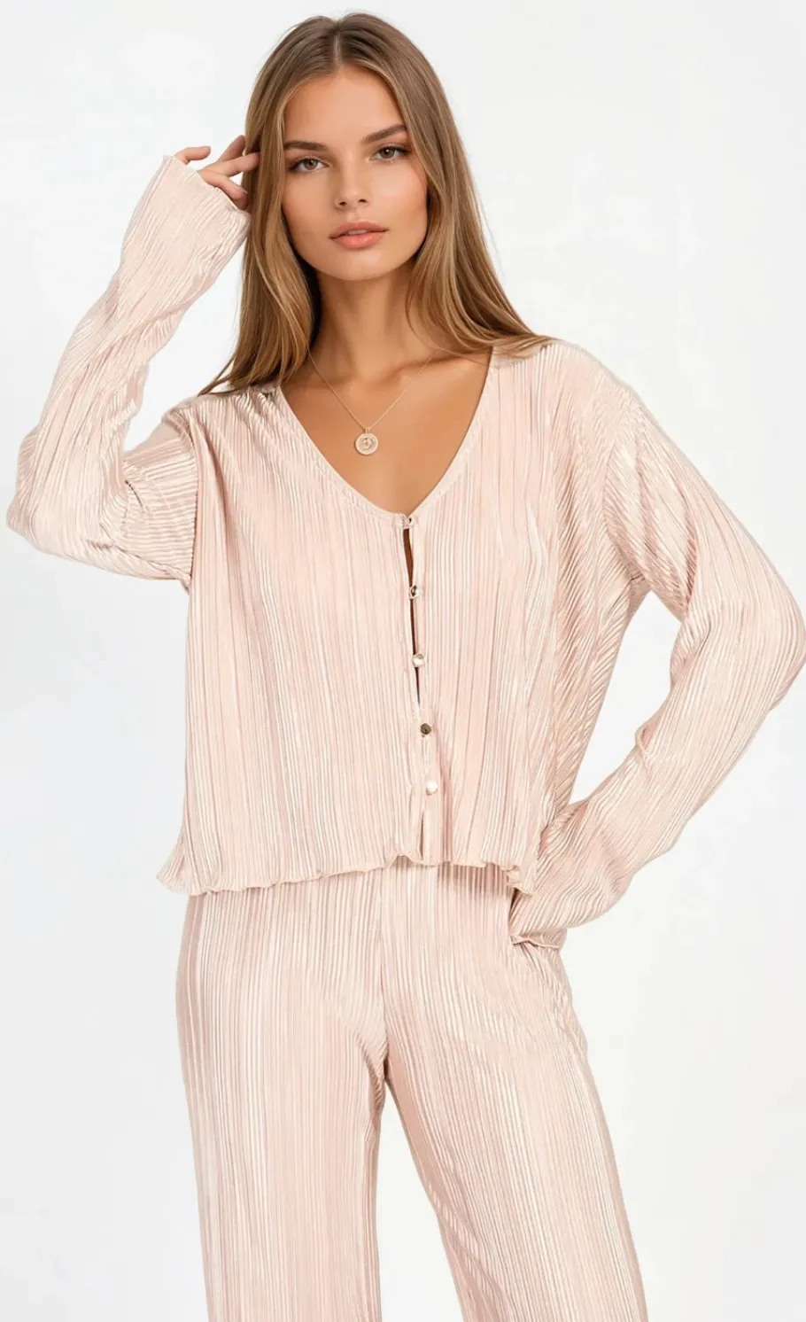 Little Mistress Co-Ords | Tops<Champagne Plisse Top