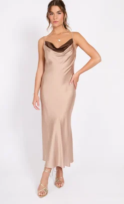 Little Mistress Dresses | Race Day Edit<Champagne Satin Maxi Dress