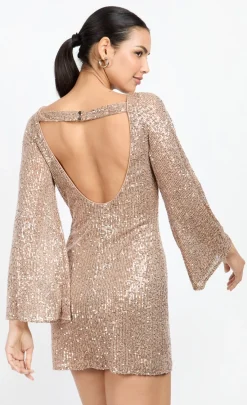 Little Mistress Chloe Lewis Collection | Dresses<Champagne Sequin Backless Mini Dress by Chloe Lewis